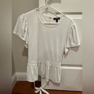 White Peplum Express Top